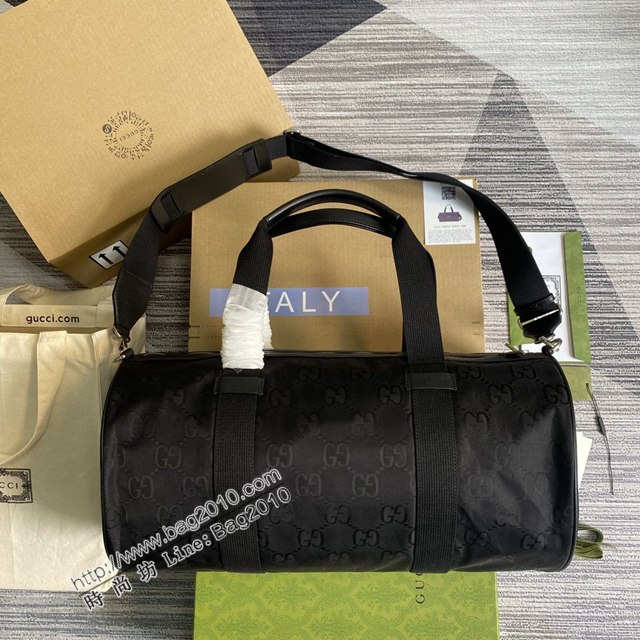 Gucci新款包包 古馳品牌標誌性GG圖案手提肩背枕頭包 Gucci黑色旅行包 658632  ydg3081